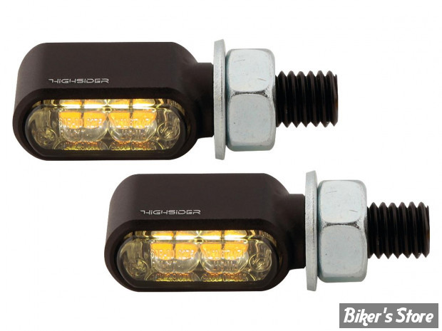 CLIGNOTANT A LEDS - HIGHSIDER - LITTLE BRONX - HIGHSIDER pro Little Bronx LED Indicator/Position Light - 2 FONCTIONS - CORPS NOIR / CABOCHON FUME