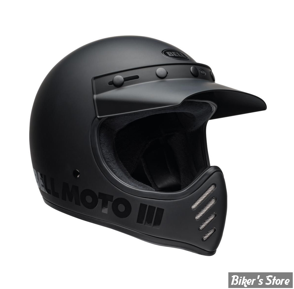 - CASQUE INTEGRAL - BELL - Moto-3 Retro Dirt Bike Helmet - COULEUR : NOIR MAT - TAILLE : S