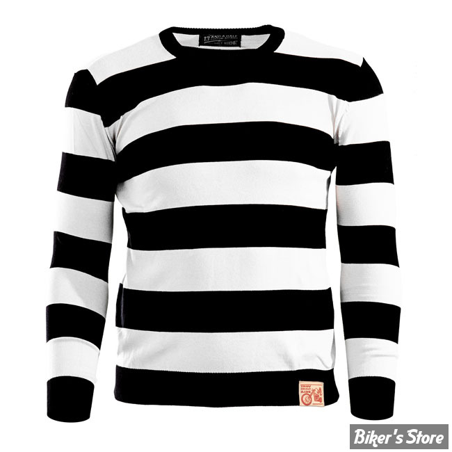 PULL OVER - 13 1/2 - OUTLAW - BLANC / NOIR - TAILLE M