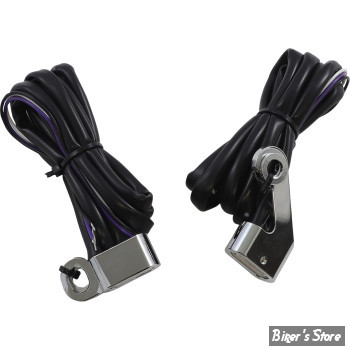 2 - CLIGNOS DRAG SPECIALTIES - LED Handlebar Marker Lights - TOURING 09/16 / SOFTAIL 15/23 - CORPS : CHROME / CABOCHON : TRANSPARENT - L22-0232DCE 