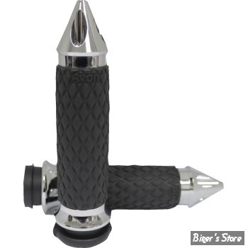 POIGNEES AVON -  CUSTOM SPIKE DIAMOND GRIPS - NOIR / EMBOUT : CHROME - DIA-60-CH-SPIKE
