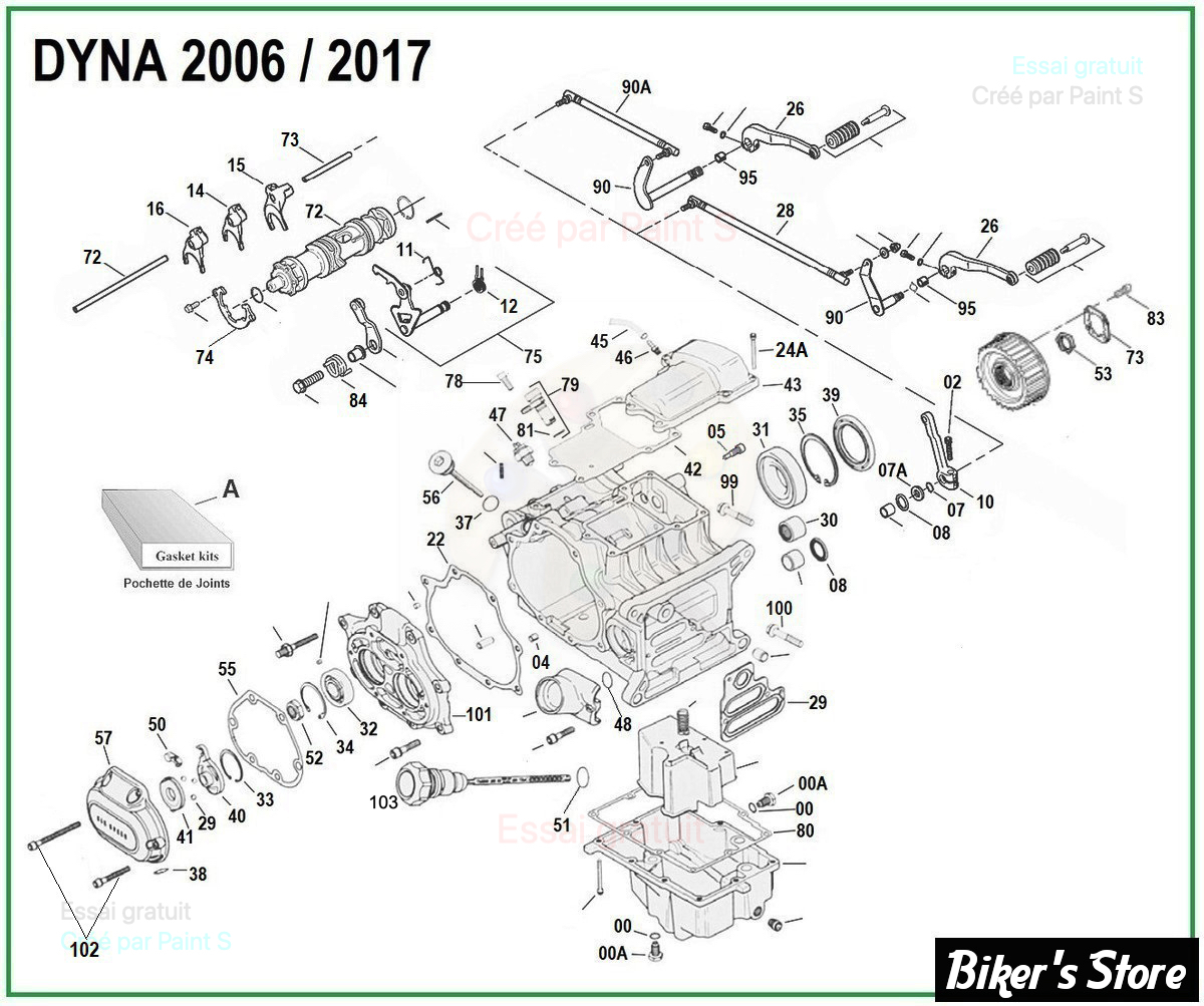  DOC A / PIÈCE N° 00 - ECLATE DES PIECES DE CARTER DE BOITE DE VITESSES DYNA 2006 / 2017