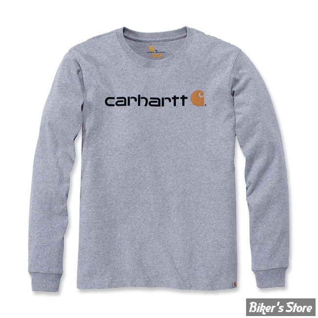 TEE-SHIRT MANCHES LONGUES - CARHARTT - CORE LOGO - GRIS CHINE - TAILLE M