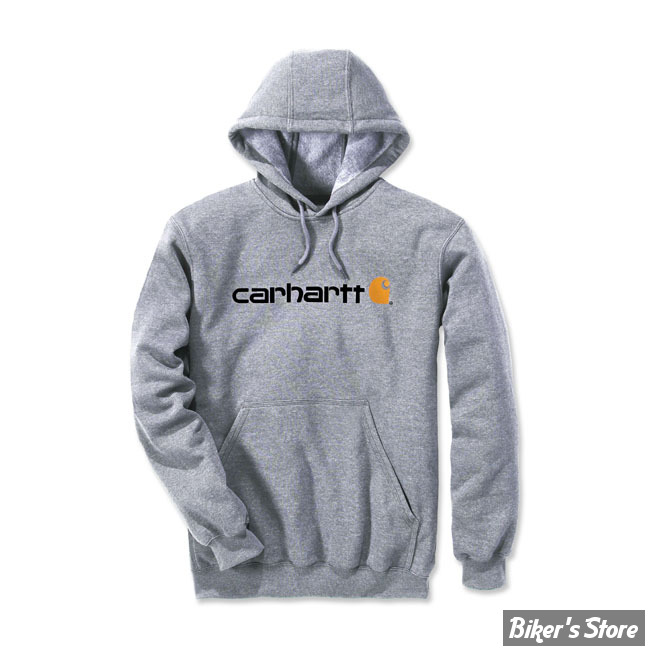 SWEAT SHIRT A CAPUCHE - CARHARTT - SIGNATURE LOGO - GRIS CHINE - TAILLE L