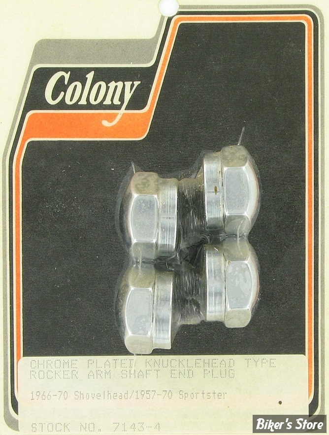 ECLATE F - PIECE N° 09 - VIS D'AXE DE CULBUTEURS - SHOVEL 66/71 / SPORTSTER 57/71 - OEM 17448-57 - COTÉ DISTRIBUTION / CÔTÉ DROIT - KNUCKL STYLE - CHROME - 7143-4 - (NEUF: NI REPRIS, NI ECHANGEE)