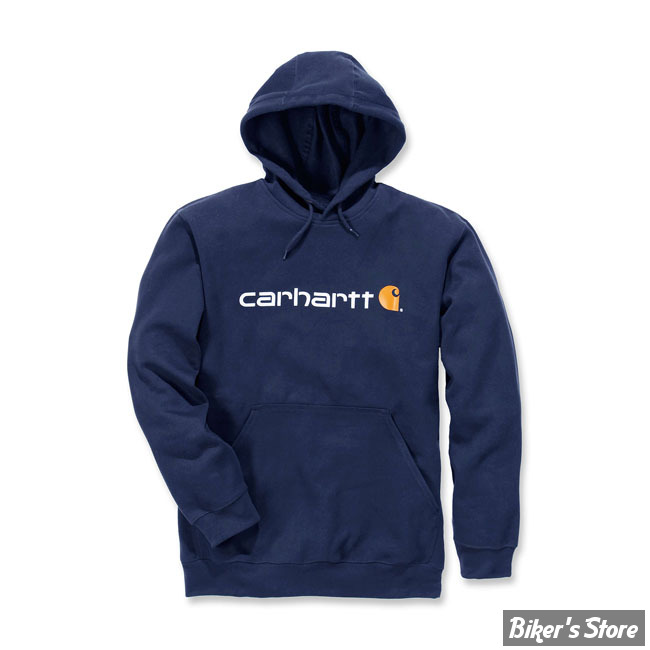 SWEAT SHIRT A CAPUCHE - CARHARTT - SIGNATURE LOGO - BLEU MARINE - TAILLE M