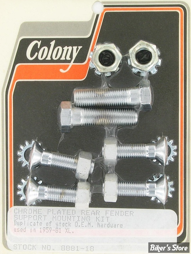 ECLATE O - PIECE N° 05 - KIT VISSERIE DE SABRES ET DE GB AR - SPORTSTER 59/81 - OEM 2272 - CHROME - COLONY - 8881-18 - (NEUF: NI REPRIS, NI ECHANGEE)