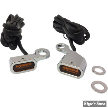 1 - CLIGNOS DRAG SPECIALTIES - LED Handlebar Marker Lights - SOFTAIL 00/14 / DYNA 99/17 / SPORTSTER 96/03 - CORPS : CHROME / CABOCHON : ORANGE - L22-0230CAENU