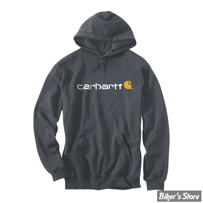 SWEAT SHIRT A CAPUCHE - CARHARTT - SIGNATURE LOGO - CARBON HEATHER / GRIS FONCE CHINE - TAILLE M