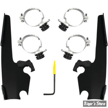 PARE BRISE DÉTACHABLE - MEMPHIS SHADES FATS / SLIM : KIT DE MONTAGE - SPORTSTER XL1200X 16/22 - FINITION : NOIR - MEB2054