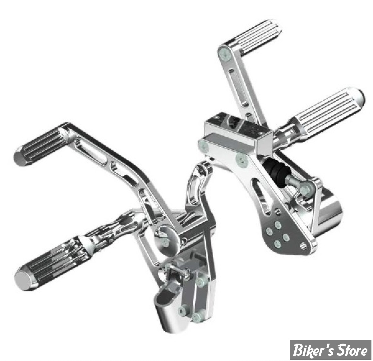 - COMMANDES AVANCEES - SOFTAIL 00/06  - RICK'S - BILLET ALUMINIUM - LONGUEUR :+ 2" -  REPOSES PIEDS : AK4.7 - GROOVED - POLI - 50-2000000-1