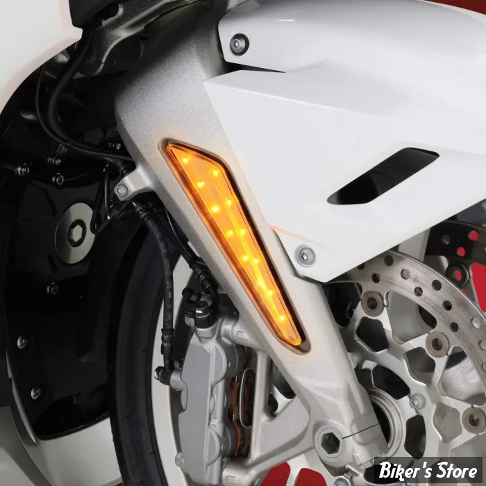 KIT FEUX DE POSITION DE FOURCHE - SHOW CHROME / BIG BIKE PARTS - HONDA GOLDWING 1800 - AMBER LED MARKER LIGHT SET / CABOCHON : ORANGE  - 52-952A