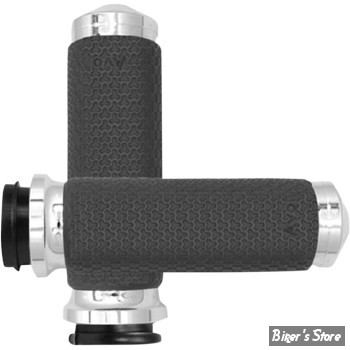 POIGNEES AVON - MEMORY GRIPS - TIRAGE ELECTRONIQUE TBW - DIAMETRE : 1.625" / LARGE - ROUND - FINITION : CHROME - MF-63B-CH-FLY