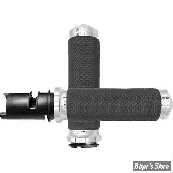 POIGNEES AVON - Memory Foam Grips - TIRAGE ELECTRONIQUE 23UP - DIAMETRE EXTERNE : 38.10MM / 1,5" / MEDIUM - NOIR / CHROME - MF-63A-CH-F24