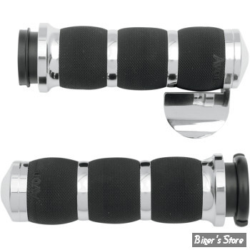 POIGNEES AVON - AIR CUSHION GRIPS - TIRAGE ELECTRONIQUE - CHROME - AVEC THROTTLE BOSS - AIR-90-CH-FLY-B