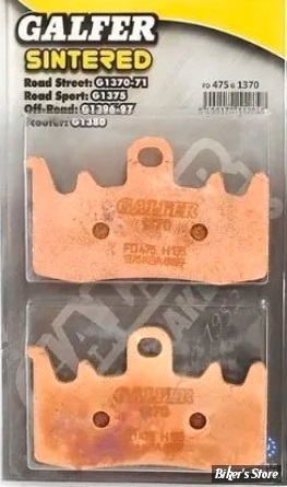 - PLAQUETTES AVANT- SPORTSTER RH - OEM 41300227 / INDIAN 2208372 - SPORTSTER 21UP /  INDIAN CHALLENGER / FTR 2020UP - GALFER - METAL FRITTE - FD475G1370