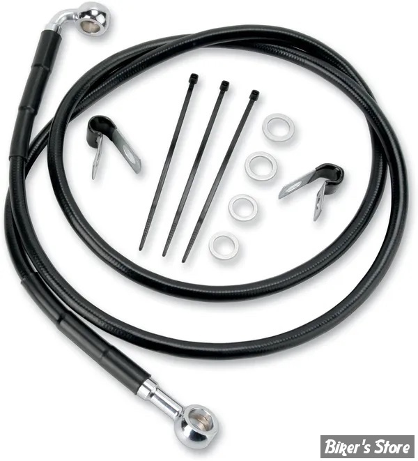 DURITE DE FREIN AVANT - SOFTAIL DYNA FXDWG 93/05 / SOFTAIL FXST 84/99 - LONGUEUR : +8 " (139.5CM / 54"7/8) - OEM 45206-97 / B - INOX / NOIR - 640115-8BLK