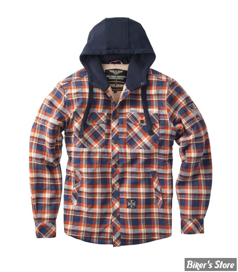-SURCHEMISE - WCC - Sherpa Lined Flannel Jacket - Brown / Orange - TAILLE XL