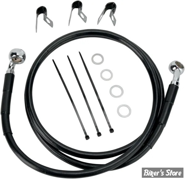 DURITE DE FREIN AVANT - SOFTAIL FLSTC / FLSTF 00/07 - LONGUEUR : +4 " (122.50CM / 48" 1/4) - OEM 46011-01 - INOX / NOIR