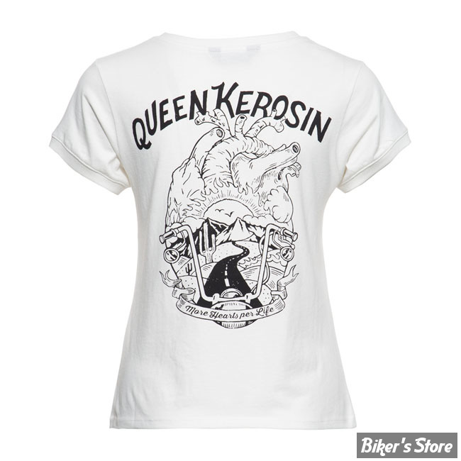 TEE-SHIRT - QUEEN KEROSIN - MORE HEARTS OFFWHITE - TAILLE XL