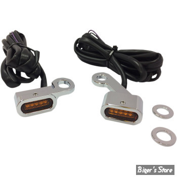 1 - CLIGNOS DRAG SPECIALTIES - LED Handlebar Marker Lights - SPORTSTER 14/22 - CORPS : CHROME / CABOCHON : ORANGE - L22-0231CAENU