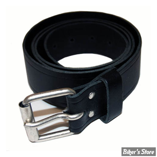 CEINTURE - FOSTEX - LEATHER BELT WITH BUCKLE BLACK - NOIR - LONGUEUR 85 CM