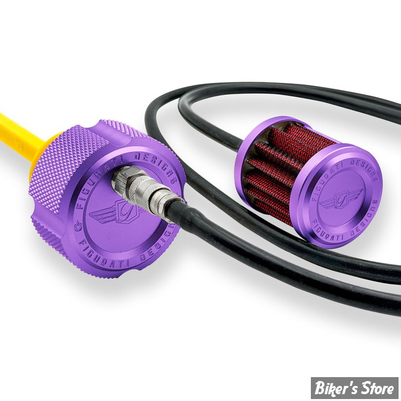 BOUCHON DE RÉSERVOIR D'HUILE VENTILÉ - TOURING 2017UP - FIGURATI DESIGN - JAUGE D'HUILE MAGNETIQUE VENTILEE - FINITION : VIOLET CRÊNELÉ - FDP01-VM8-KN-P