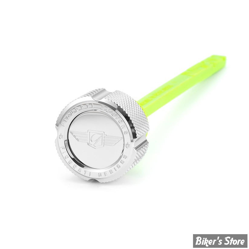 BOUCHON / JAUGE DE NIVEAU D'HUILE - OEM 0000000 - INDIAN CHALLENGER 20/24 - FIGURATI DESIGN - JAUGES D'HUILE FIGURATI DESIGNS EN INOX - FINITION : ARGENT CRÊNELÉ - FD01-MAGDSPP-KN-SS