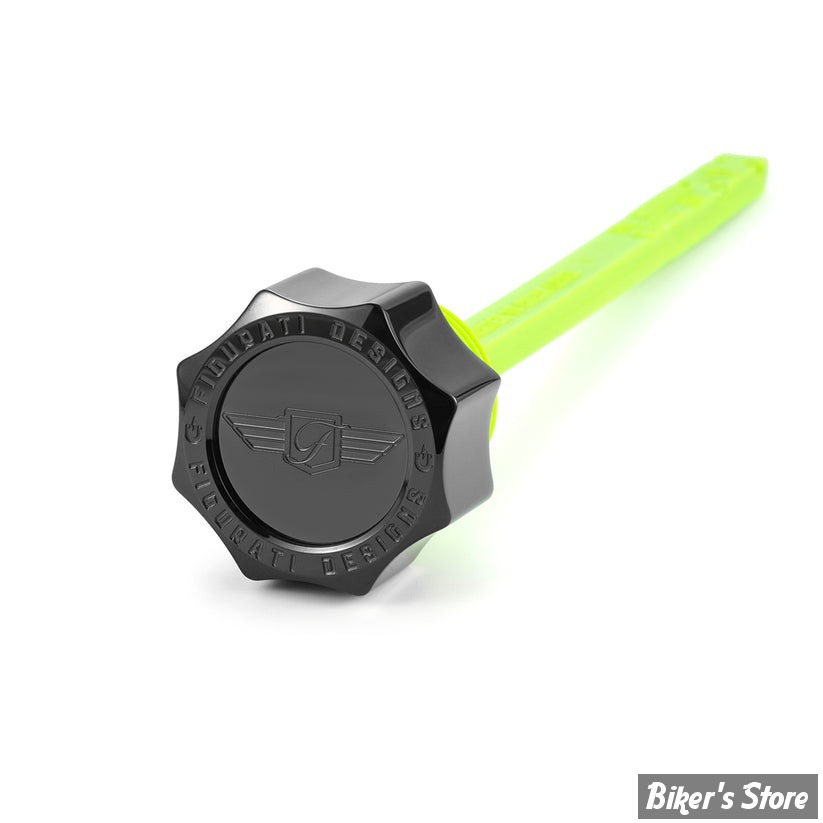 BOUCHON / JAUGE DE NIVEAU D'HUILE - OEM 0000000 - INDIAN CHALLENGER 20/24 - FIGURATI DESIGN - JAUGES D'HUILE FIGURATI DESIGNS EN INOX - FINITION : NOIR ROND - FD01-MAGDSPP-SM-BLK