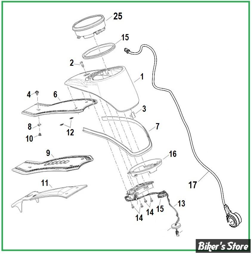  ECLATE A1 - PIECE N° 00 - ECLATE DES PIECES DE CONSOLE - SOFTAIL M8 FLDE 2018UP
