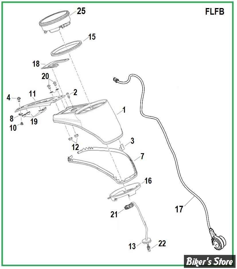  ECLATE A1 - PIECE N° 00 - ECLATE DES PIECES DE CONSOLE - SOFTAIL M8 FLFB 2018UP