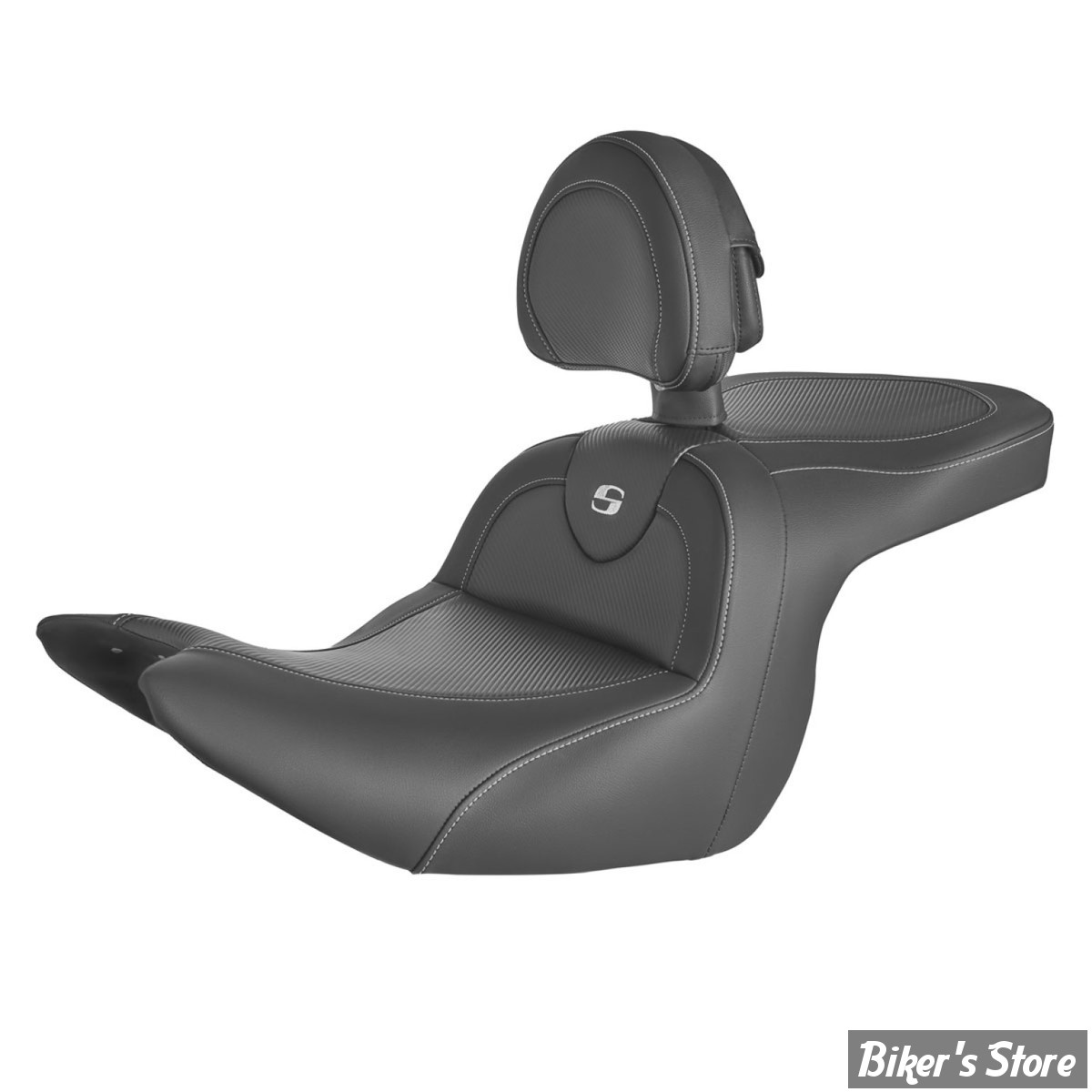 SELLE DUO SADDLEMEN - HONDA GOLDWING GL1800 2018UP - GL1800 TOUR ROADSOFA CF ™ SEAT - AVEC DOSSIER CONDUCTEUR - NOIR / FIBRE DE CARBONE - H18-07-185BR