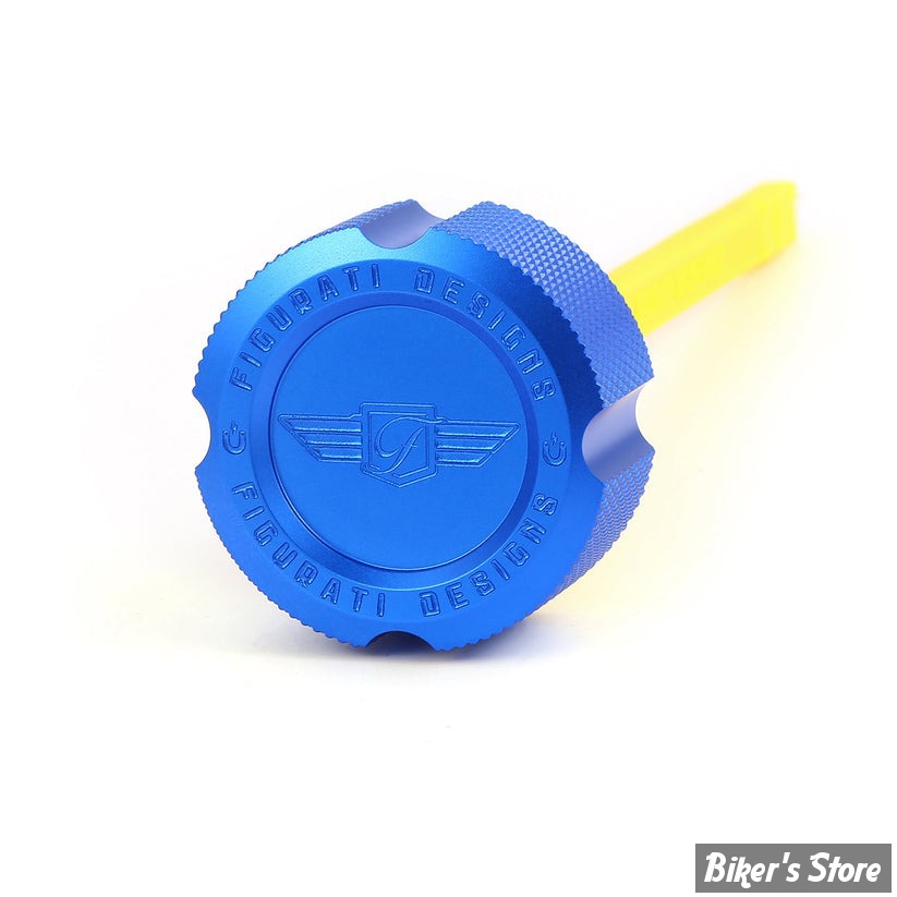 DOC A / PIÈCE N°103 - BOUCHON D'HUILE - OEM 62700136 - TOURING 2017UP - FIGURATI DESIGN - ALUMINIUM - FINITION : BLEU CRÊNELÉ - FDP01-M8KN-B