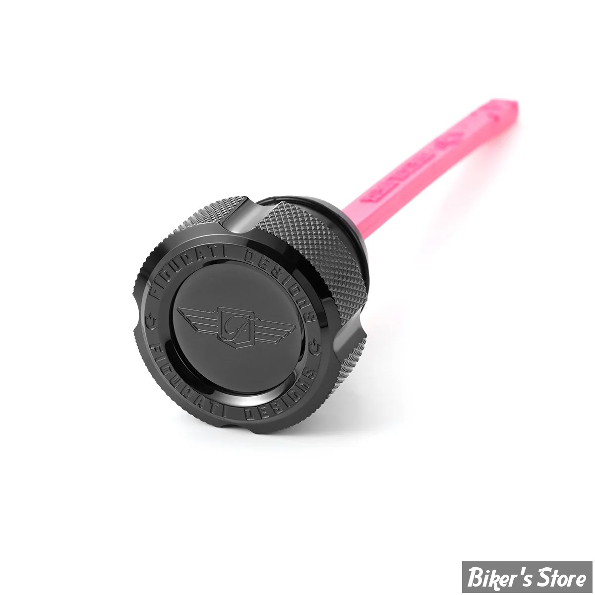 BOUCHON DE RÉSERVOIR D'HUILE - TOURING 99/06 - OEM 62846-99 - FIGURATI DESIGN - FINITION INOX : NOIR CRENELÉ - FD01-MAGDSTC-GEN1-KN-BLK