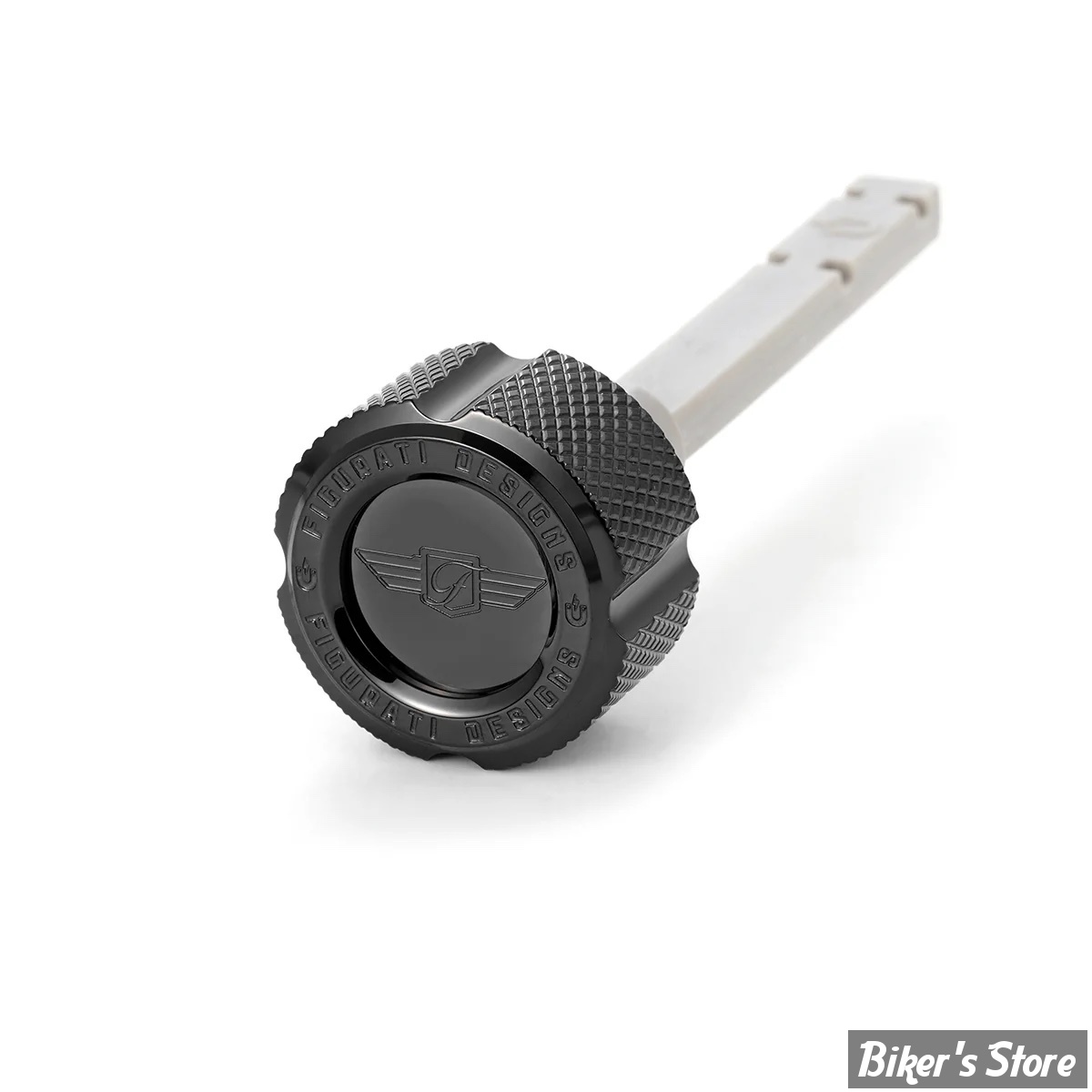 DOC A / PIÈCE N° 56 - JAUGE D'HUILE - OEM 37065-06 / 62700291 - FIGURATI DESIGN - INOX - FINITION : NOIR CRÊNELÉ - FD01-MAGTDT-KN-BLK
