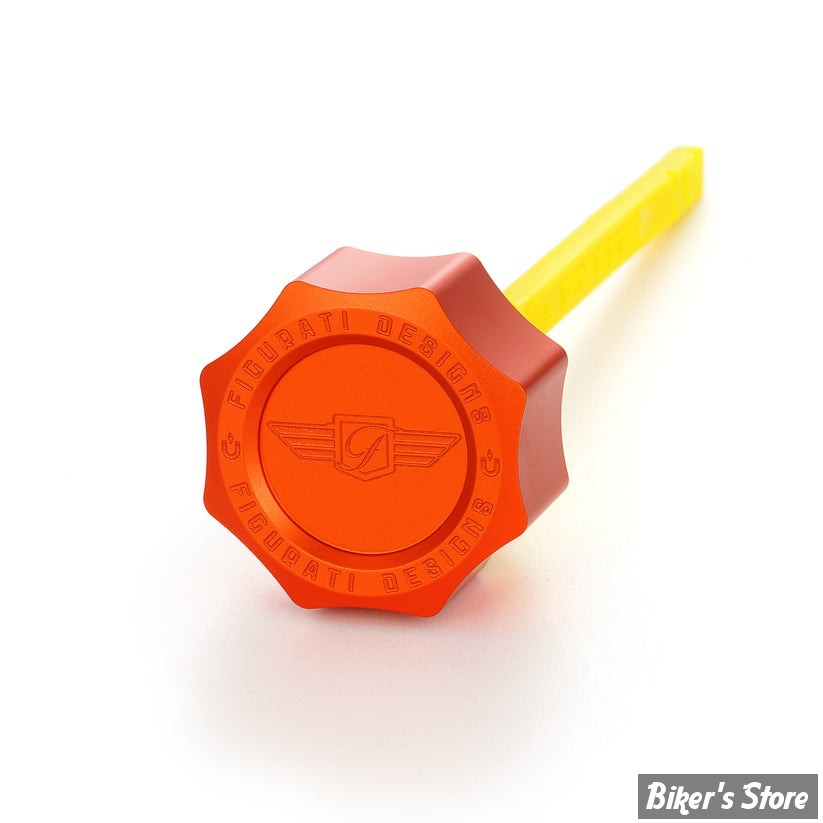 DOC A / PIÈCE N°103 - BOUCHON D'HUILE - OEM 62700136 - TOURING 2017UP - FIGURATI DESIGN - ALUMINIUM - FINITION : ORANGE ROND - FDP01-M8SM-O
