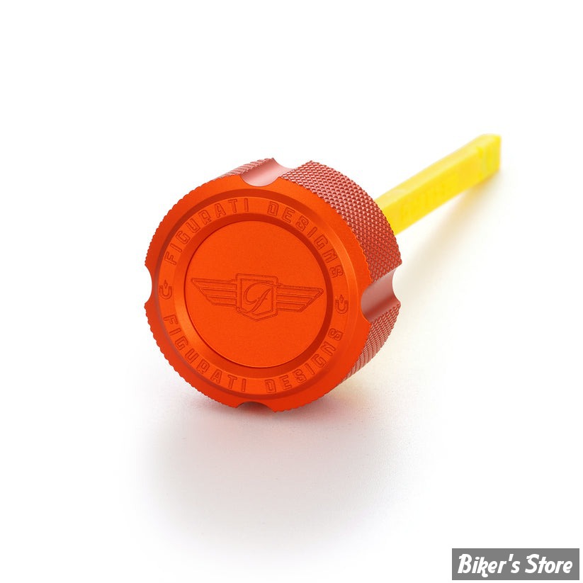 DOC A / PIÈCE N°103 - BOUCHON D'HUILE - OEM 62700136 - TOURING 2017UP - FIGURATI DESIGN - ALUMINIUM - FINITION : ORANGE CRÊNELÉ - FDP01-M8KN-O