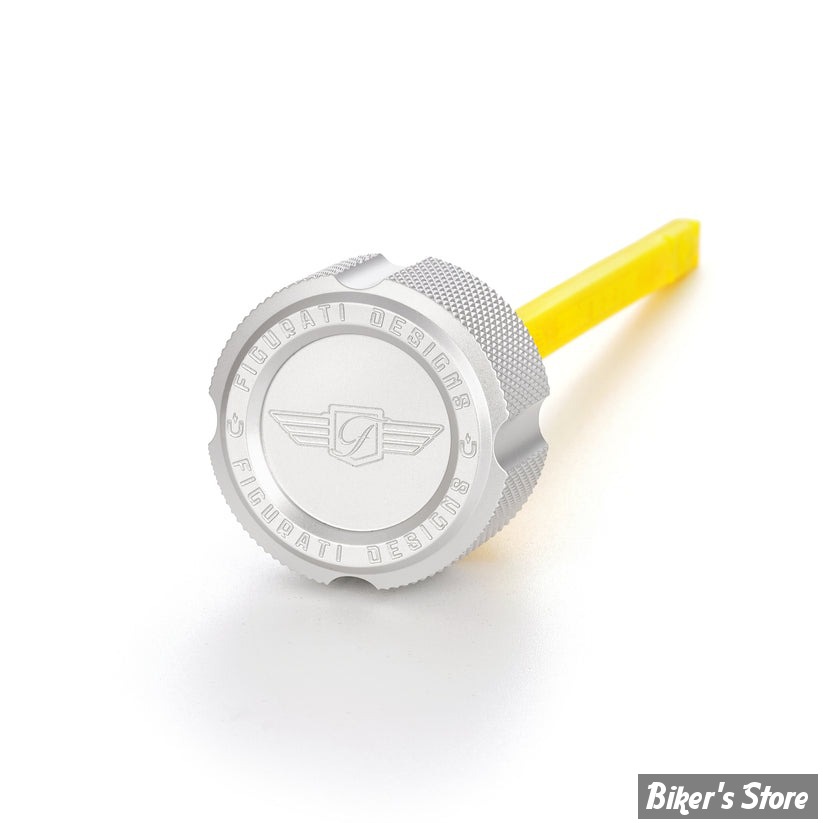 DOC A / PIÈCE N°103 - BOUCHON D'HUILE - OEM 62700136 - TOURING 2017UP - FIGURATI DESIGN - ALUMINIUM - FINITION : ARGENT CRÊNELÉ - FDP01-M8KN-S