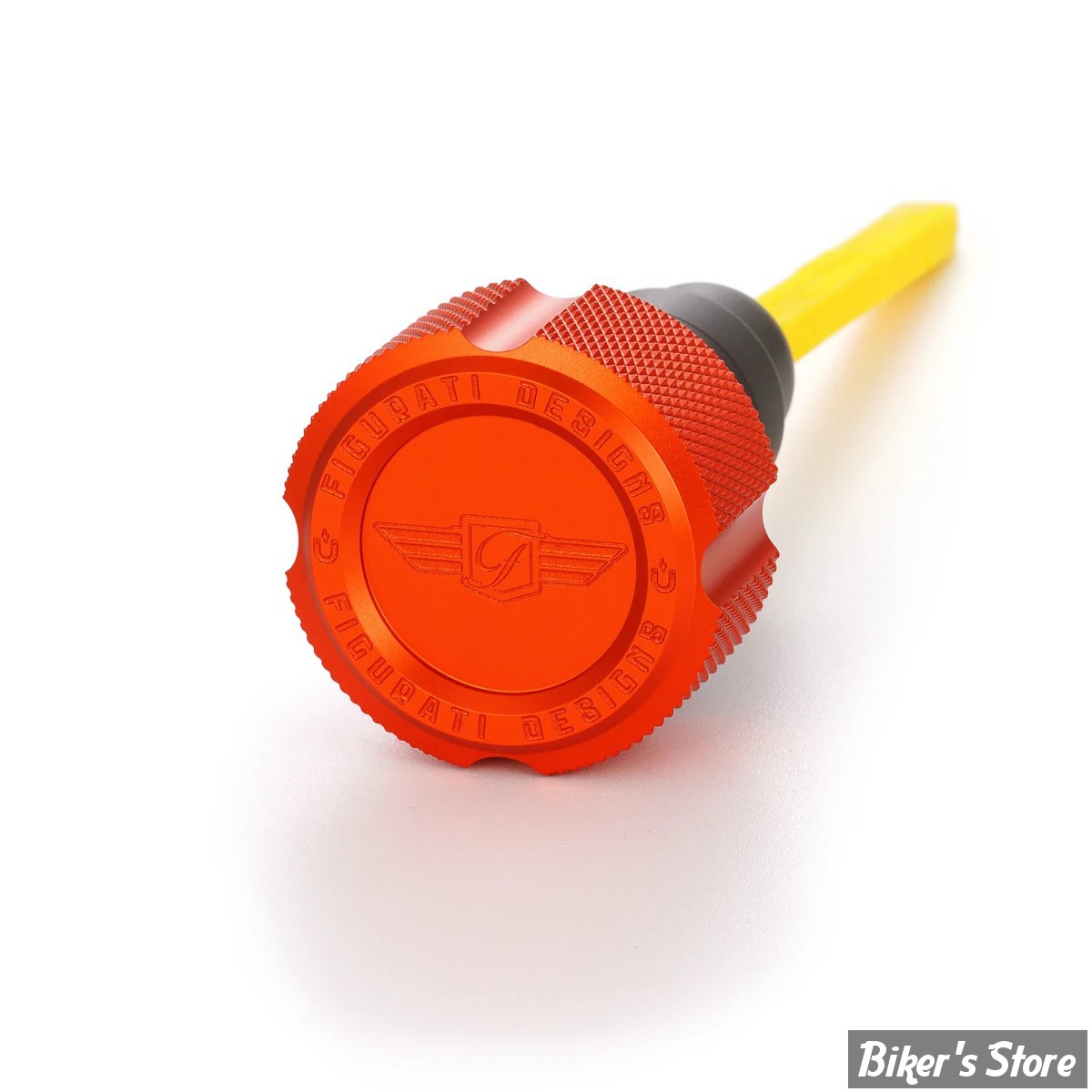DOC A / PIÈCE N°103 - BOUCHON DE RÉSERVOIR D'HUILE - TOURING 07/16 -  OEM 62849-07A - FIGURATI DESIGN - ALUMINIUM - FINITION : ORANGE CRENELÉ - FDP01-TCKN-O