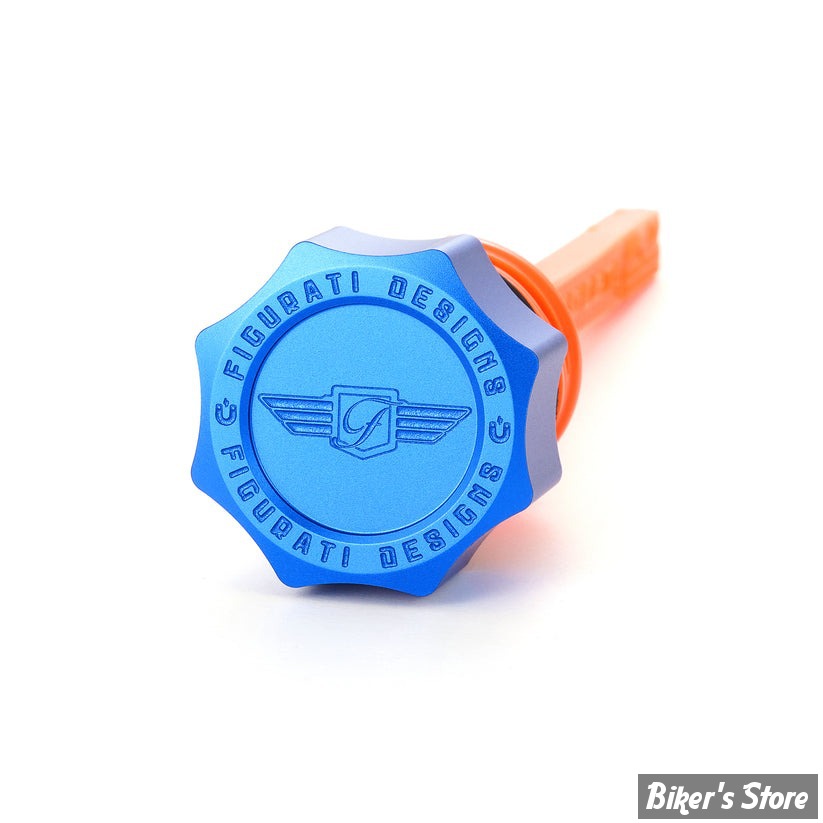 DOC A / PIÈCE N°103 - BOUCHON D'HUILE - OEM 62700136 - SOFTAIL M8 2018UP - FIGURATI DESIGN - ALUMINIUM - FINITION : BLEU ROND - FDP01-STM8-SM-B