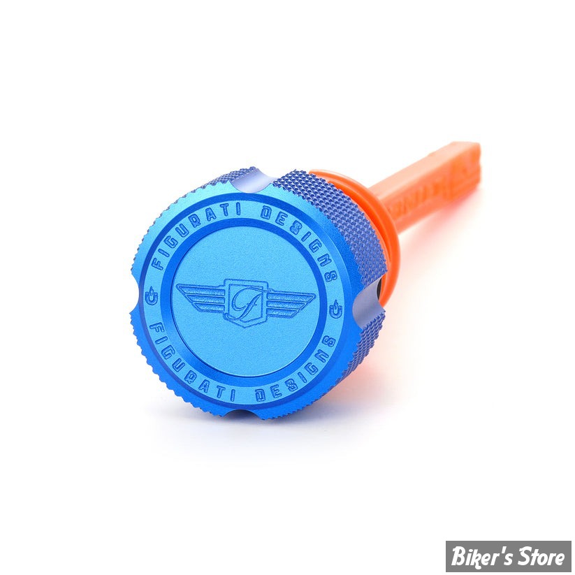 DOC A / PIÈCE N°103 - BOUCHON D'HUILE - OEM 62700136 - SOFTAIL M8 2018UP - FIGURATI DESIGN - ALUMINIUM - FINITION : BLEU CRÊNELÉ - FDP01-STM8-KN-B