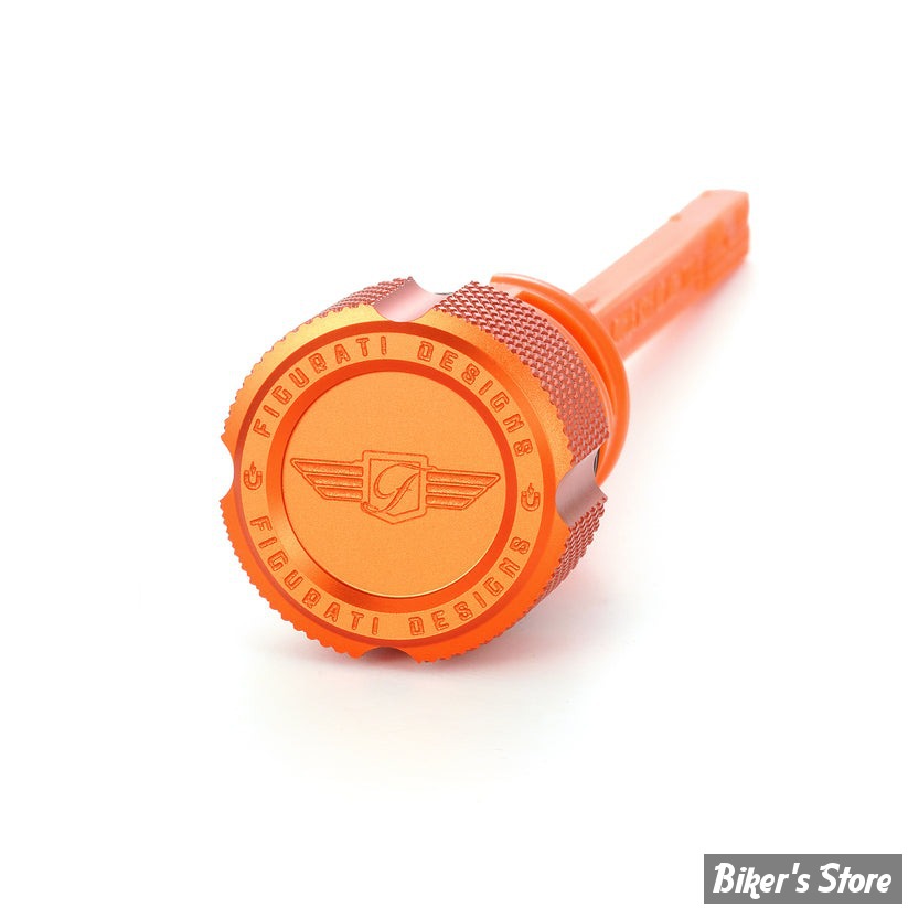 DOC A / PIÈCE N°103 - BOUCHON D'HUILE - OEM 62700136 - SOFTAIL M8 2018UP - FIGURATI DESIGN - ALUMINIUM - FINITION : ORANGE CRÊNELÉ - FDP01-STM8-KN-O