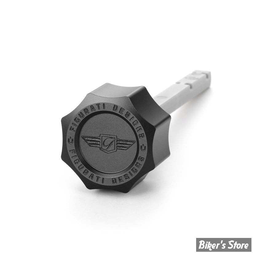 DOC A / PIÈCE N° 56 - JAUGE D'HUILE - OEM 37065-06 / 62700291 - FIGURATI DESIGN - ALUMINIUM - FINITION : NOIR ROND - FDP01-TRSM8-SM-BLK