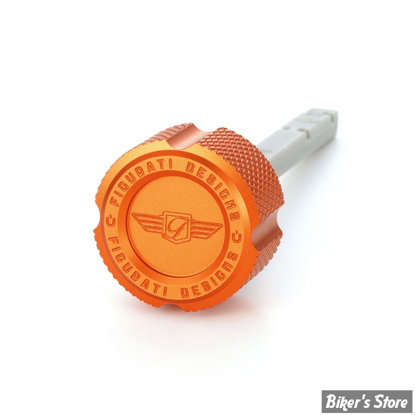 DOC A / PIÈCE N° 56 - JAUGE D'HUILE - OEM 37065-06 / 62700291 - FIGURATI DESIGN - ALUMINIUM - FINITION : ORANGE CRÊNELÉ - FDP01-TRSM8-KN-O