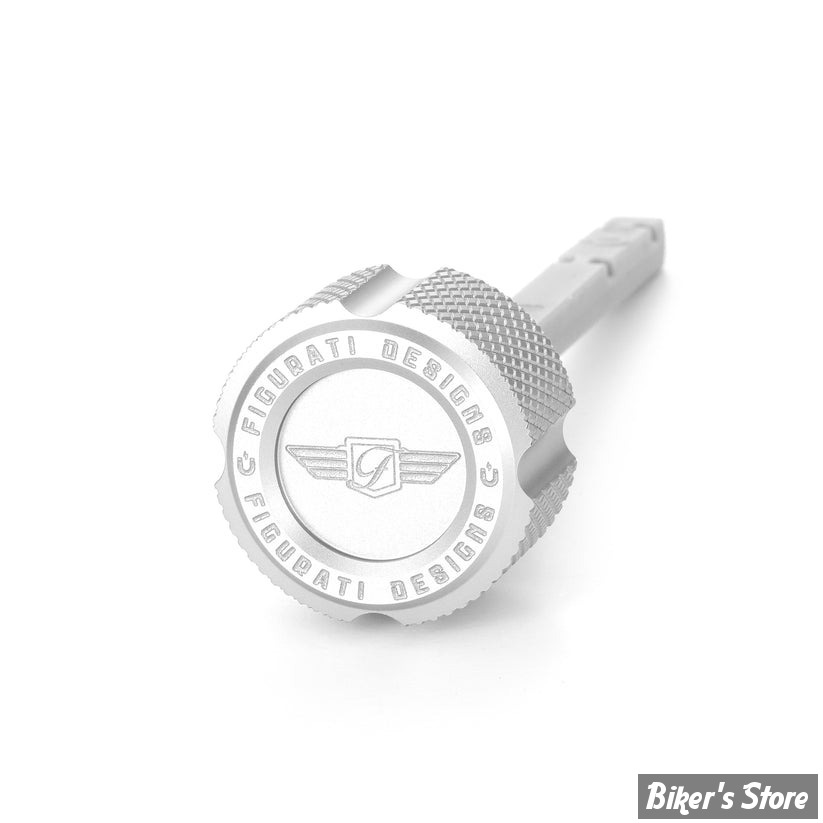DOC A / PIÈCE N° 56 - JAUGE D'HUILE - OEM 37065-06 / 62700291 - FIGURATI DESIGN - ALUMINIUM - FINITION : ARGENT CRÊNELÉ - FDP01-TRSM8-KN-S