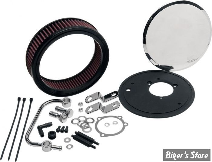 FILTRE A AIR - K&N - BIGTWIN 92/99 - Billet air cleaner assembly - ROND / LISSE - RK-3901