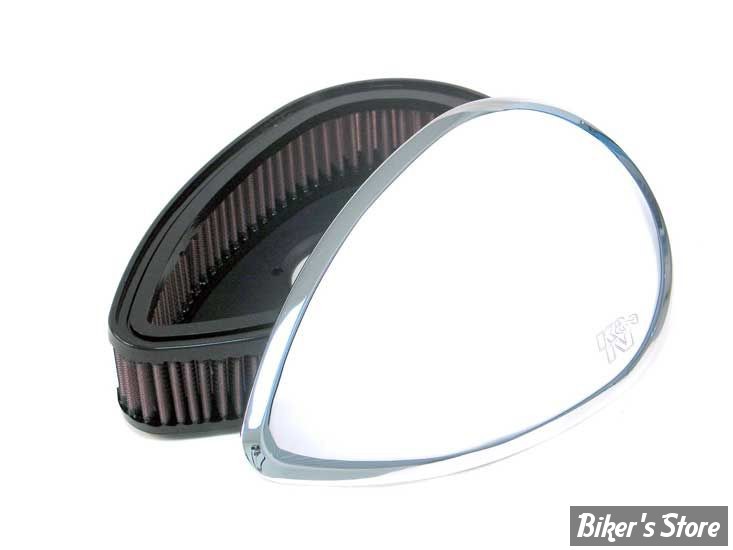 FILTRE A AIR - K&N - BIGTWIN 92/99 - Billet air cleaner assembly - TEARDROP / LISSE - RK-3902