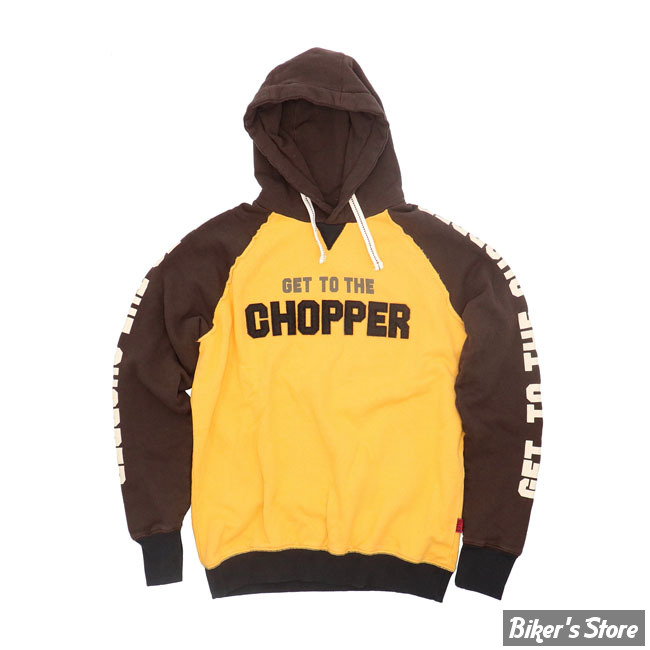 - SWEAT SHIRT A CAPUCHE - 13 1/2 - IT S A CHOPPER BABY - JAUNE / MARRON - TAILLE S