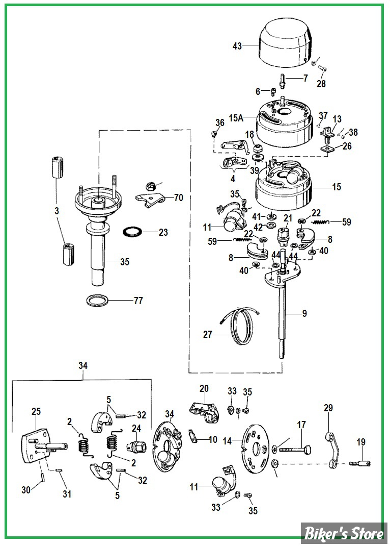  ECLATE R - PIECE N° 00 - ECLATE PIECES DE DISTRIBUTEUR 1965/1978
