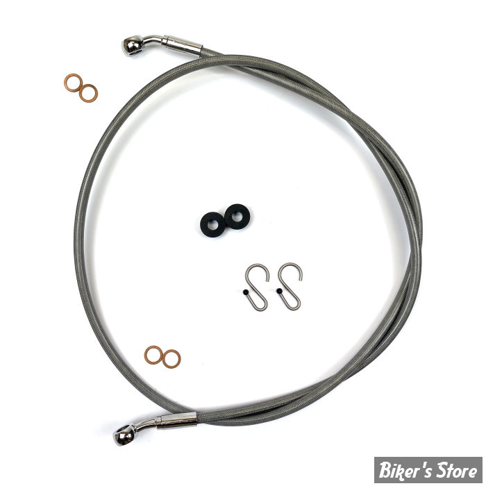 DURITE DE FREIN AVANT (PARTIE HAUTE) - LONGUEUR : 104.15 cm / 41" / +2" - OEM 1912581 / 1912666 - SCOUT 15UP - MAGNUM - XR STAINLESS DOT BRAKE LINE - Chrome, Sterling Chromite® II-  SSC0603-41